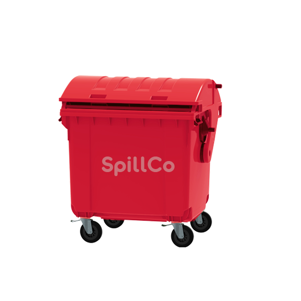 1100 ltr mobile garbage bin red dome lid