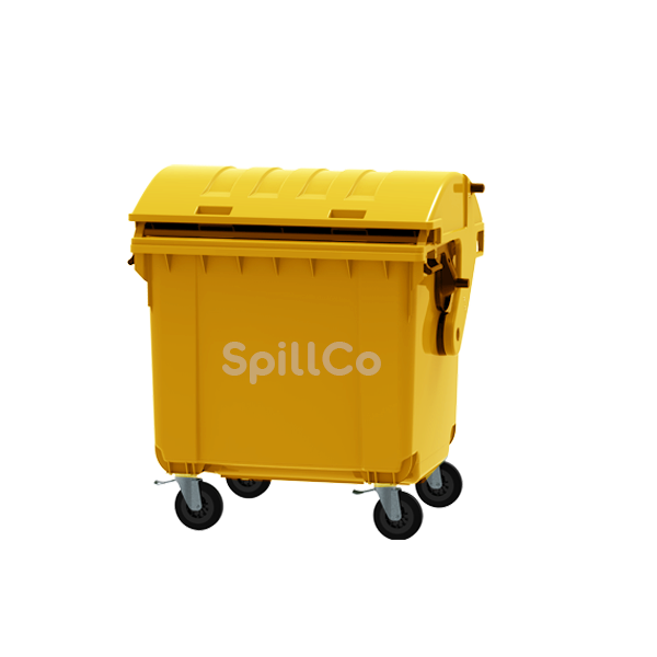 1100 ltr mobile garbage bin yellow dome lid
