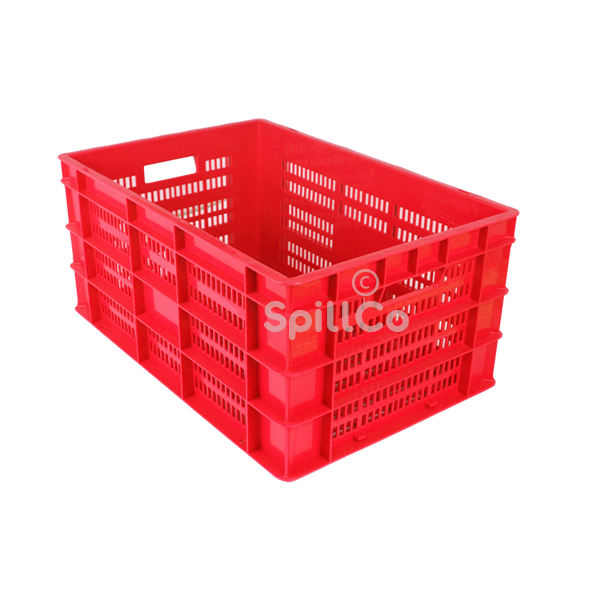 Perforated crates 60x40x28.5cm red
